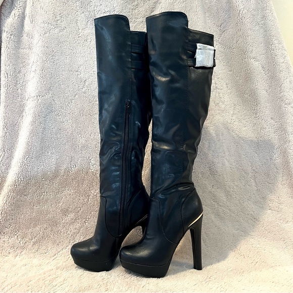 NWT Material Girl MRozie Black Over the Knee Boots - Picture 4 of 16